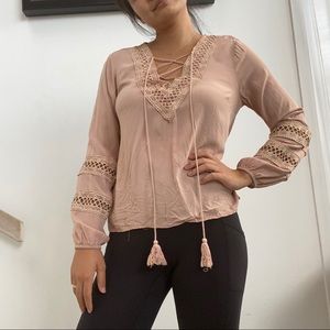 Forever21 crochet long sleeve top